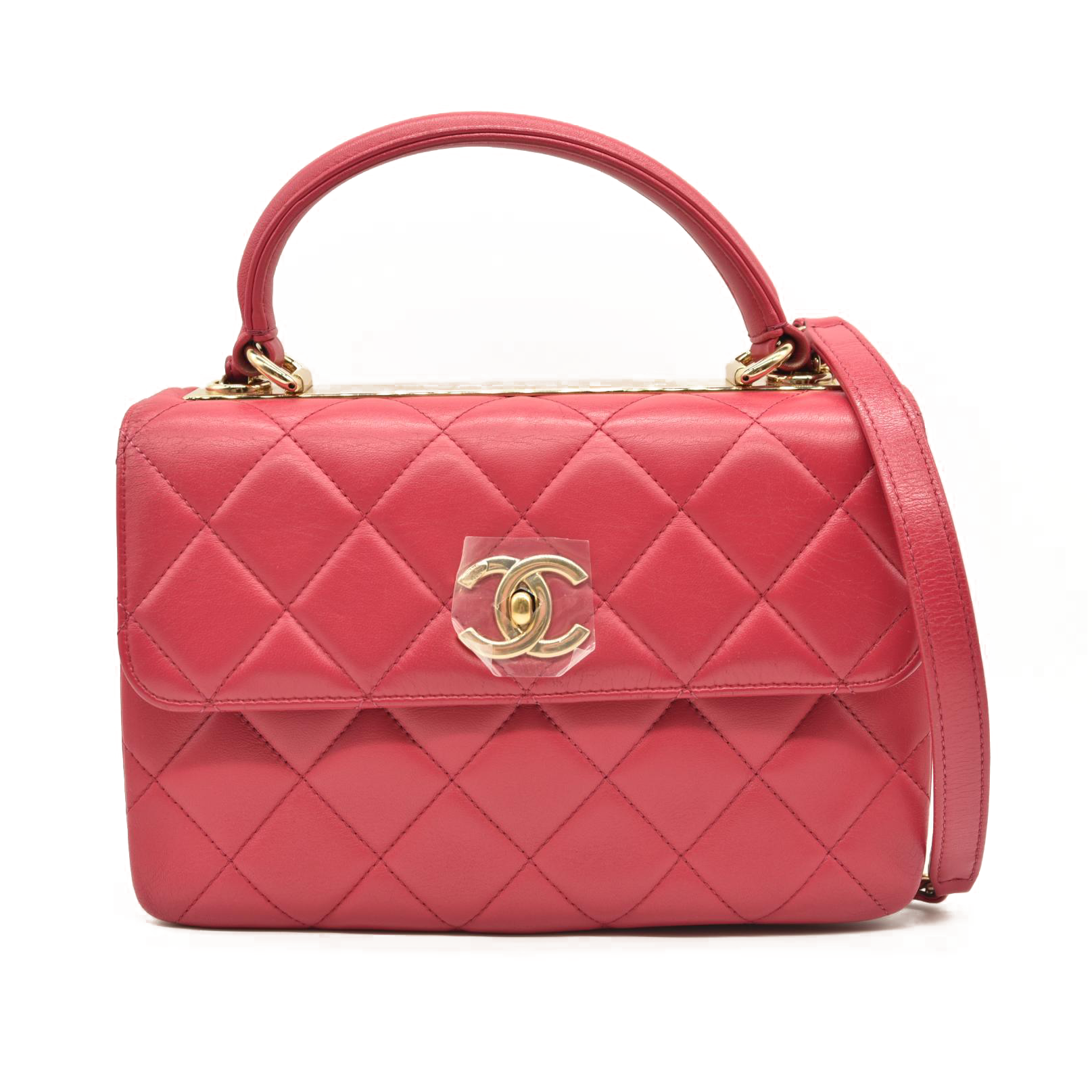 CHANEL Lambskin Quilted Small Trendy CC Flap Dual Handle Bag Pink