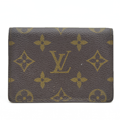 $535 Louis Vuitton Monogram Porte 2 Cartes Vertical Pass Card Case Brown CA0994 CONSIGNMENT