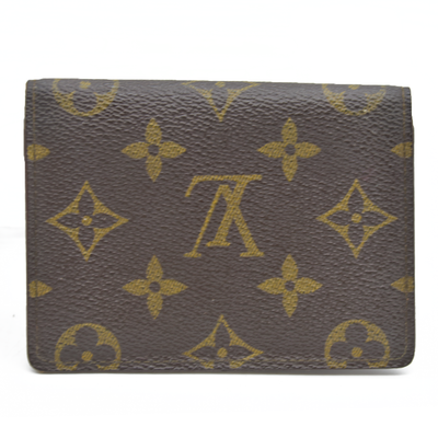 $535 Louis Vuitton Monogram Porte 2 Cartes Vertical Pass Card Case Brown CA0994 CONSIGNMENT