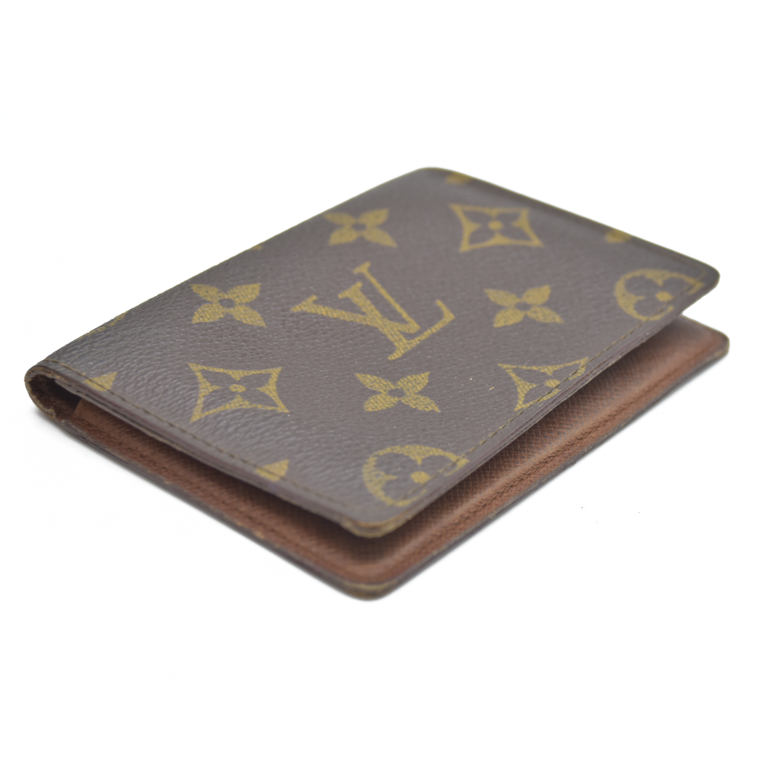 $535 Louis Vuitton Monogram Porte 2 Cartes Vertical Pass Card Case Brown CA0994 CONSIGNMENT