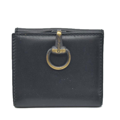 $590 Gucci Vintage Horsebit Bifold Wallet Leather Black