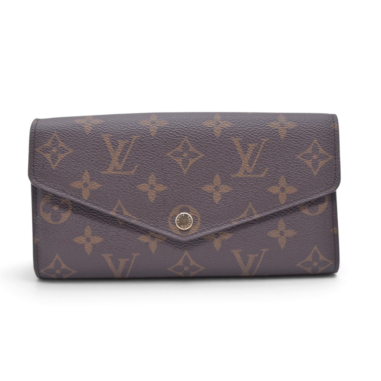 $790 LOUIS VUITTON Monogram Envelope Portefeuille Sarah Wallet Brown 10021369