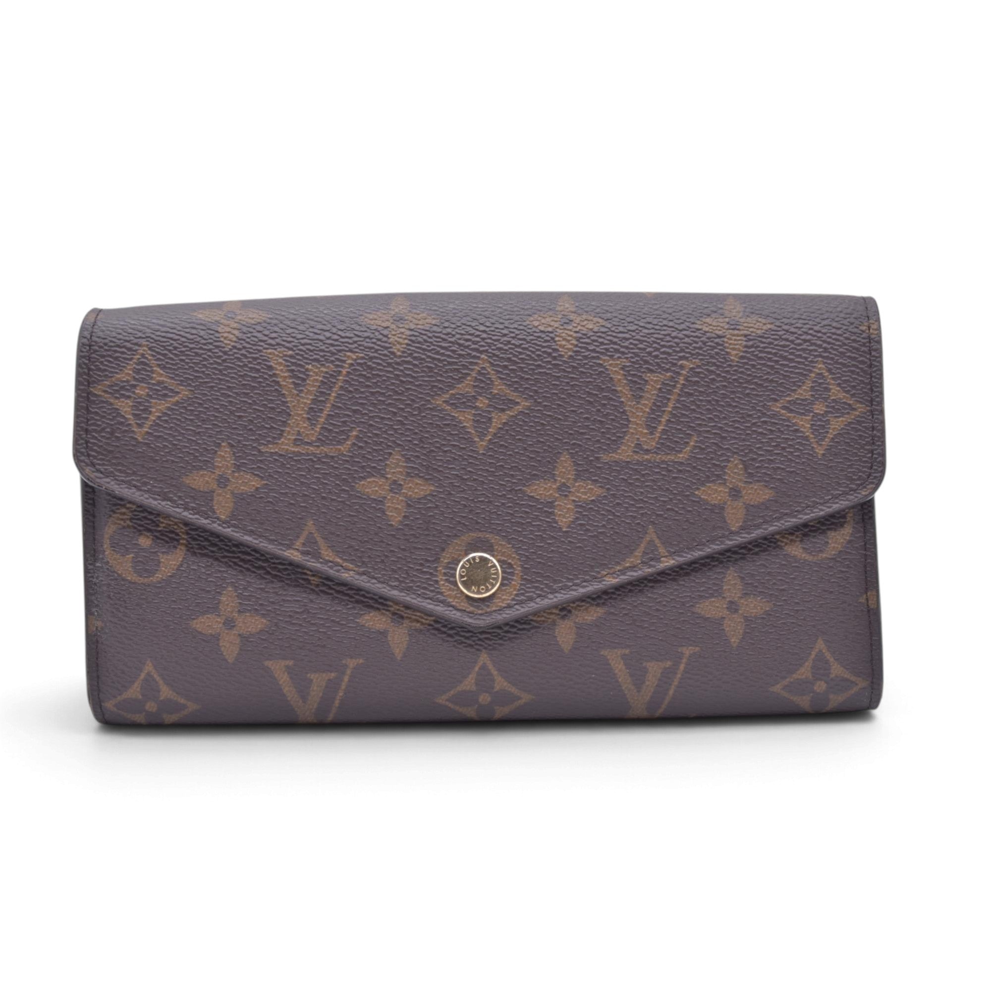 $790 LOUIS VUITTON Monogram Envelope Portefeuille Sarah Wallet Brown 10021369