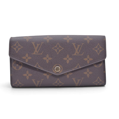 $790 LOUIS VUITTON Monogram Envelope Portefeuille Sarah Wallet Brown 10021369