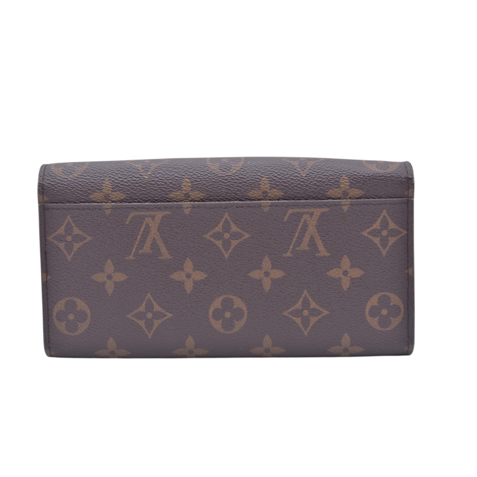 $790 LOUIS VUITTON Monogram Envelope Portefeuille Sarah Wallet Brown 10021369