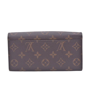 $790 LOUIS VUITTON Monogram Envelope Portefeuille Sarah Wallet Brown 10021369