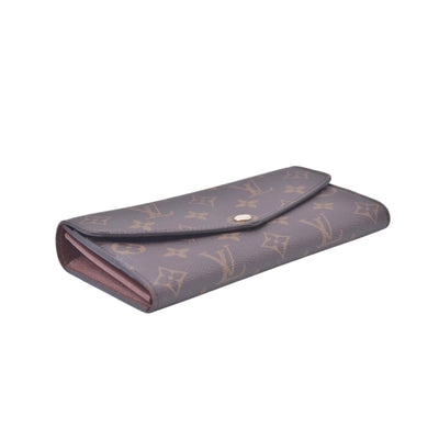 $790 LOUIS VUITTON Monogram Envelope Portefeuille Sarah Wallet Brown 10021369