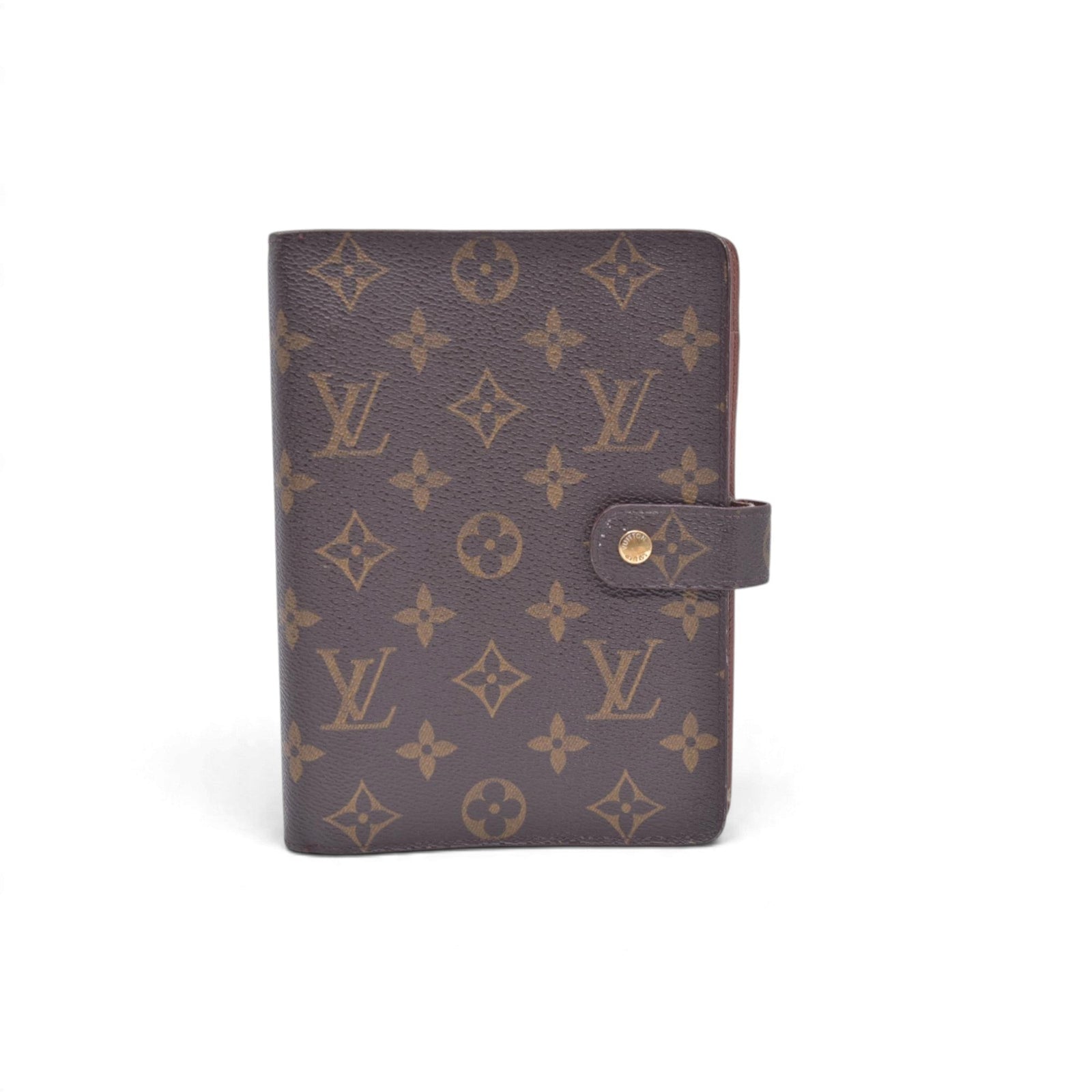 $715 1997 LOUIS VUITTON Monogram Agenda MM Medium Ring Planner Cover Brown SP0947 10021367