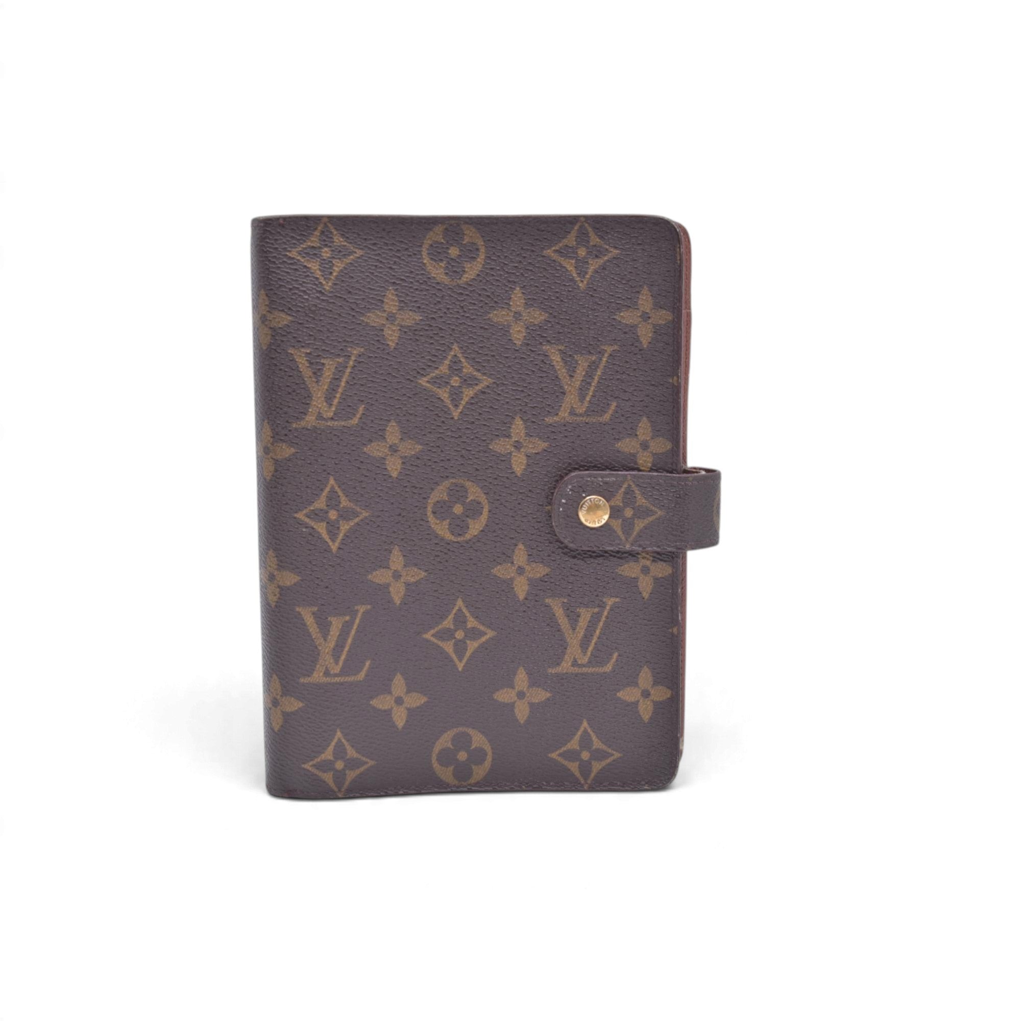 $715 1997 LOUIS VUITTON Monogram Agenda MM Medium Ring Planner Cover Brown SP0947 10021367