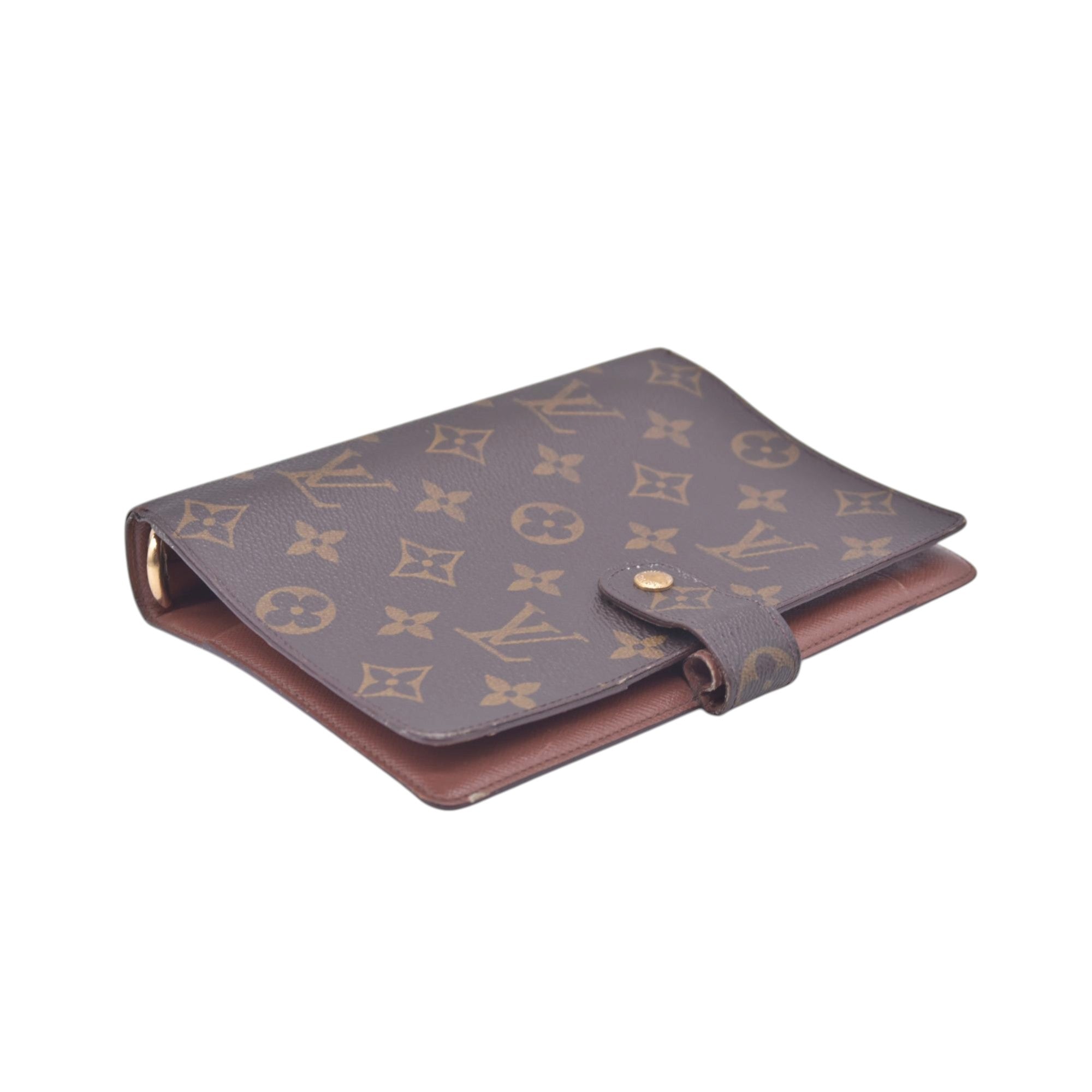 $715 1997 LOUIS VUITTON Monogram Agenda MM Medium Ring Planner Cover Brown SP0947 10021367