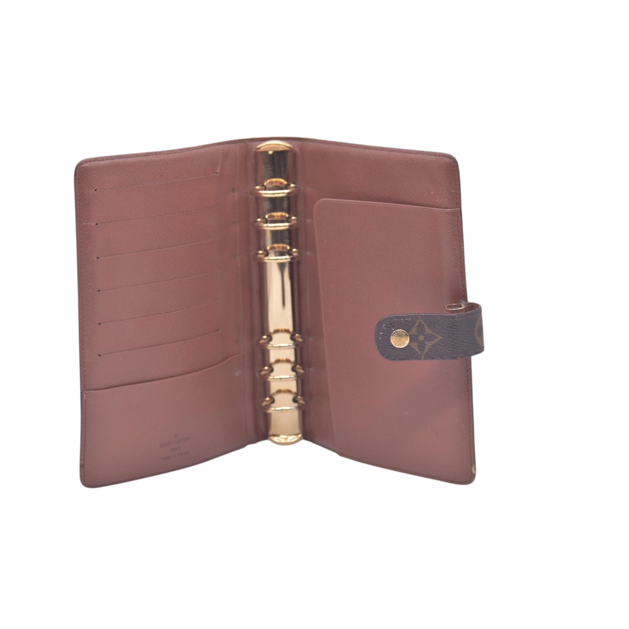 $715 1997 LOUIS VUITTON Monogram Agenda MM Medium Ring Planner Cover Brown SP0947 10021367