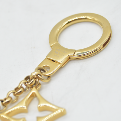 $655 Louis Vuitton M65111 Fleur de Monogram Bag Charm Key Holder Gold LV Keychain DP0194