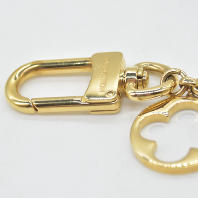 $655 Louis Vuitton M65111 Fleur de Monogram Bag Charm Key Holder Gold LV Keychain DP0194