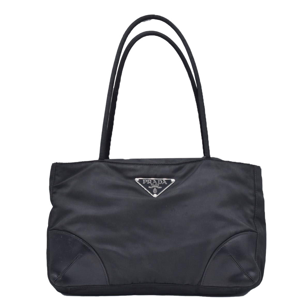 $1290 Prada Triangle Black Tessuto Nylon Shoulder Bag