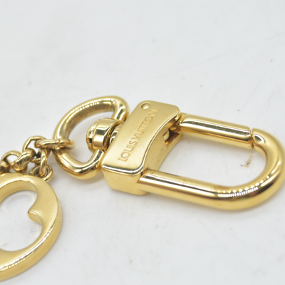 $655 Louis Vuitton M65111 Fleur de Monogram Bag Charm Key Holder Gold LV Keychain DP0194