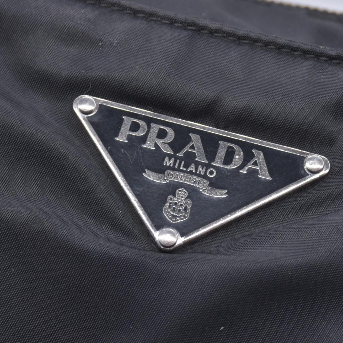 $1290 Prada Triangle Black Tessuto Nylon Shoulder Bag