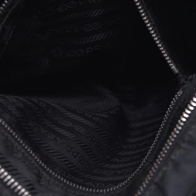 $1290 Prada Triangle Black Tessuto Nylon Shoulder Bag