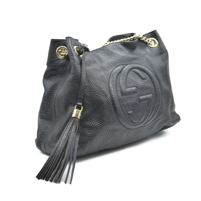Gucci Pebbled Calfskin Medium Soho Chain Shoulder Bag Black