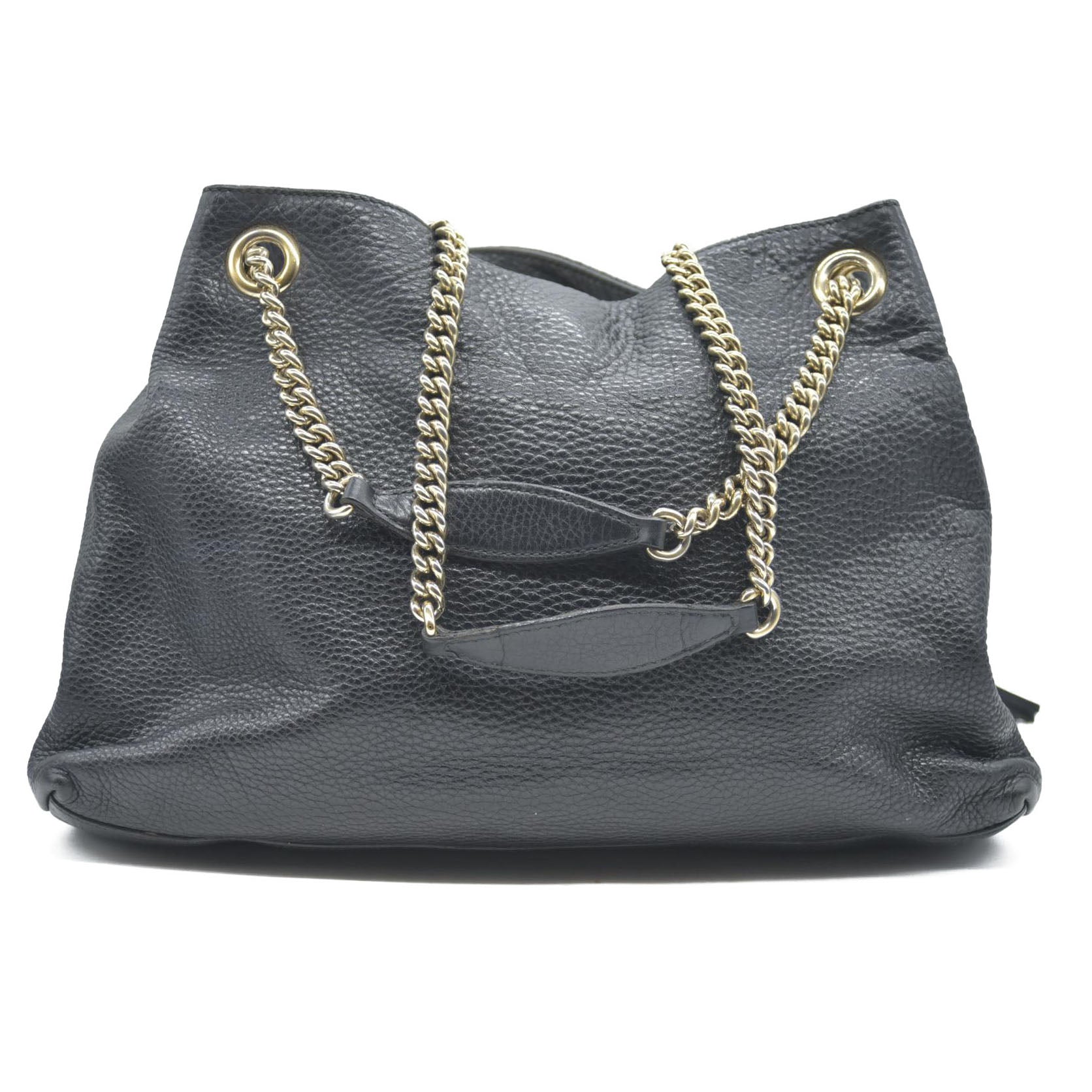Gucci Pebbled Calfskin Medium Soho Chain Shoulder Bag Black