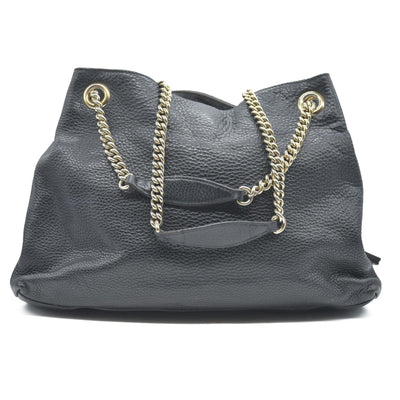 Gucci Pebbled Calfskin Medium Soho Chain Shoulder Bag Black