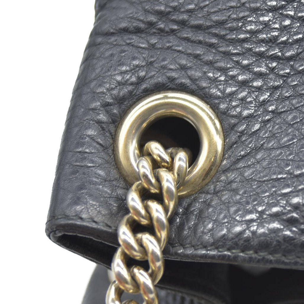 Gucci Pebbled Calfskin Medium Soho Chain Shoulder Bag Black