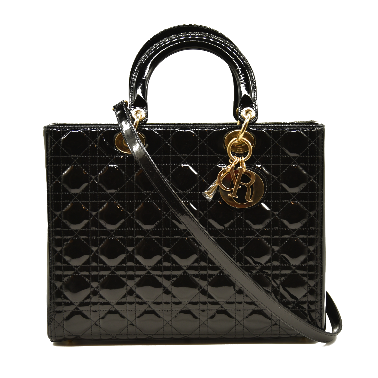 Christian Dior  Patent Cannage Large Lady Dior Black