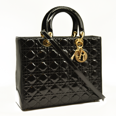 Christian Dior  Patent Cannage Large Lady Dior Black