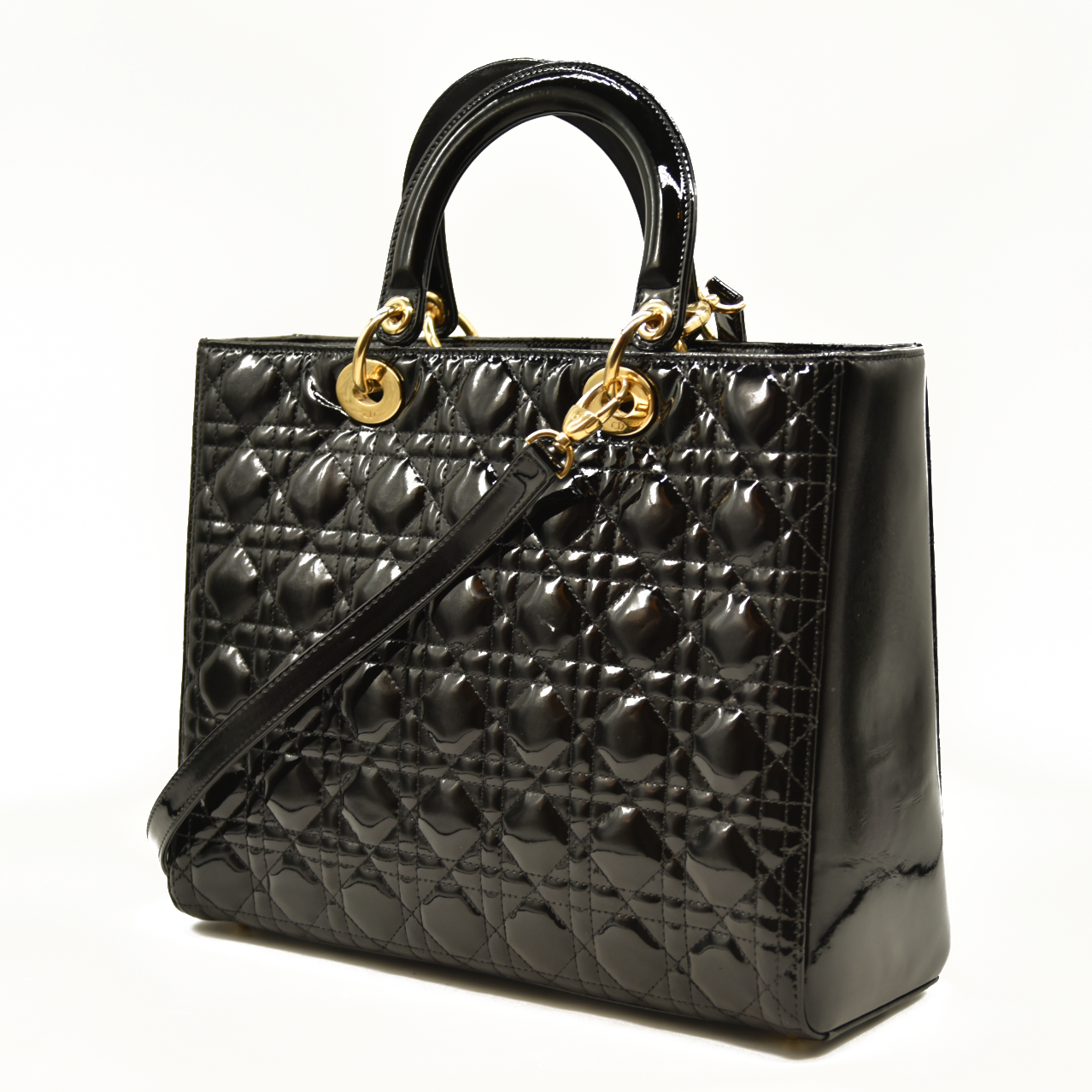 Christian Dior  Patent Cannage Large Lady Dior Black