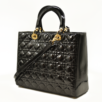Christian Dior  Patent Cannage Large Lady Dior Black