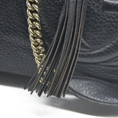 Gucci Pebbled Calfskin Medium Soho Chain Shoulder Bag Black