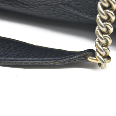 Gucci Pebbled Calfskin Medium Soho Chain Shoulder Bag Black