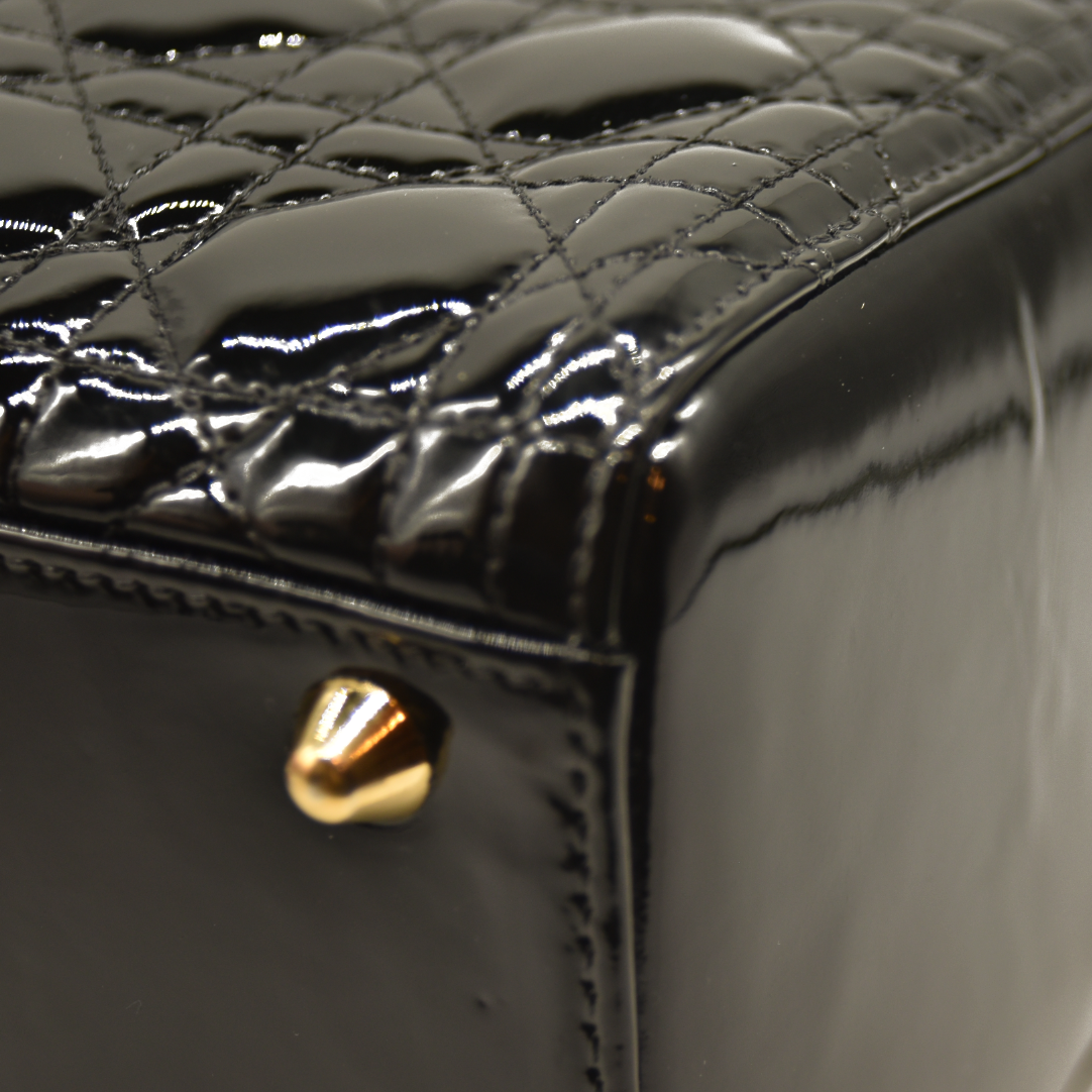 Christian Dior  Patent Cannage Large Lady Dior Black