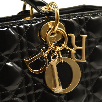 Christian Dior  Patent Cannage Large Lady Dior Black