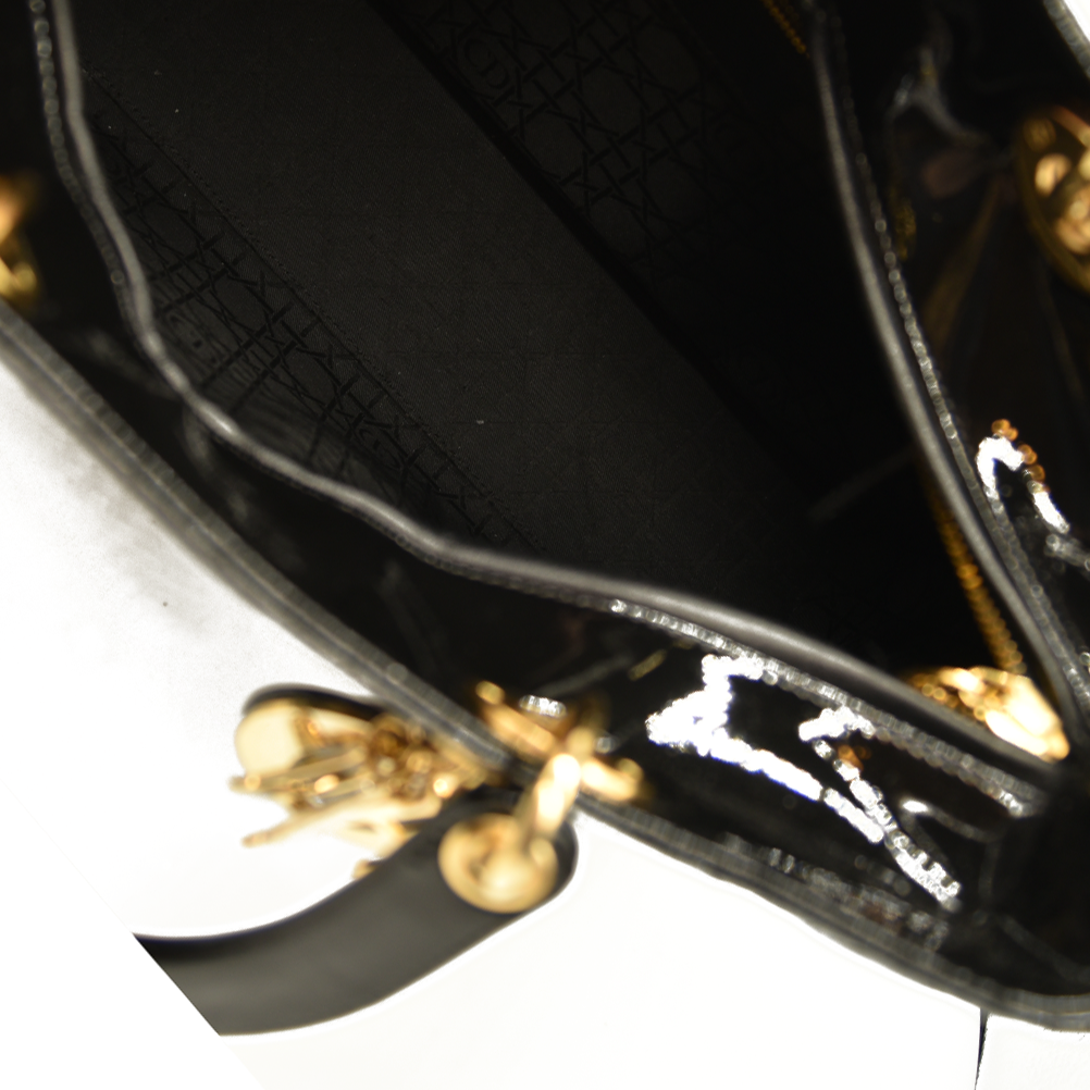 Christian Dior  Patent Cannage Large Lady Dior Black