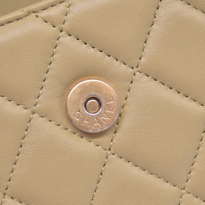 $3450 2021 Chanel Lambskin Quilted Chain Top Handle Clutch With Chain Sage Green 10021371
