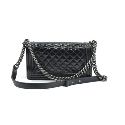 $6900 Chanel Medium Patent Boy Bag CC Logo Chain Shoulder Bag 2014