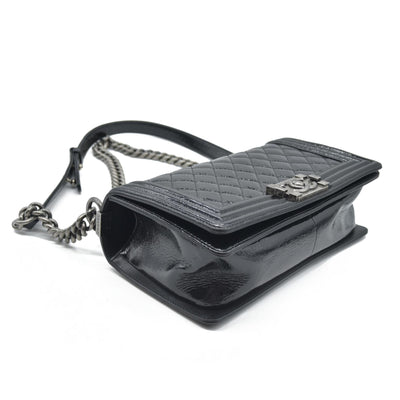 $6900 Chanel Medium Patent Boy Bag CC Logo Chain Shoulder Bag 2014