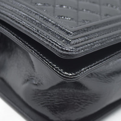 $6900 Chanel Medium Patent Boy Bag CC Logo Chain Shoulder Bag 2014