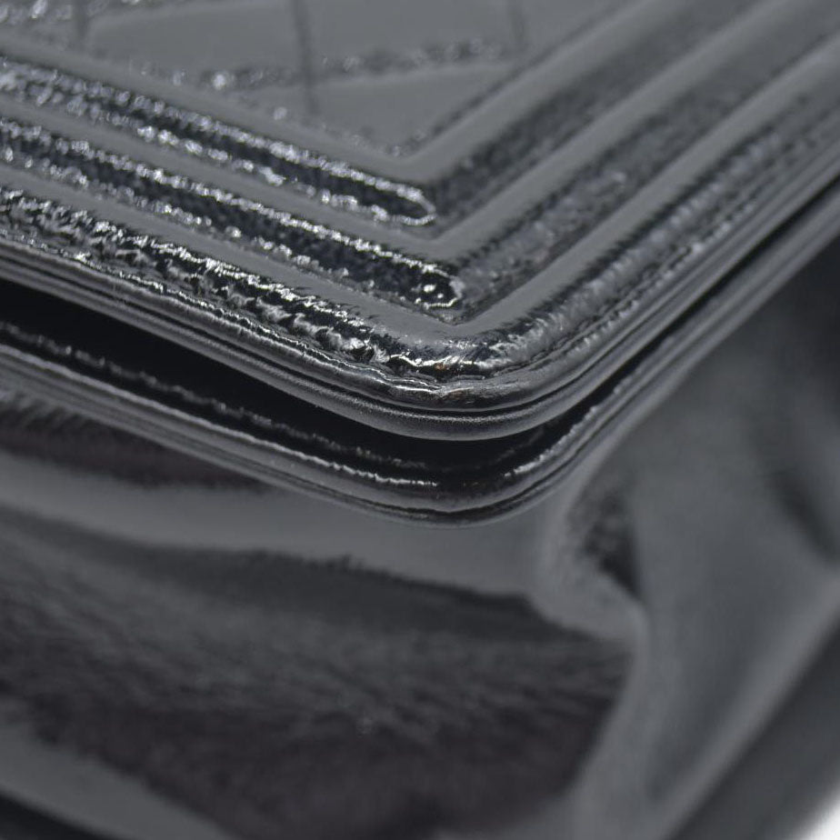 $6900 Chanel Medium Patent Boy Bag CC Logo Chain Shoulder Bag 2014