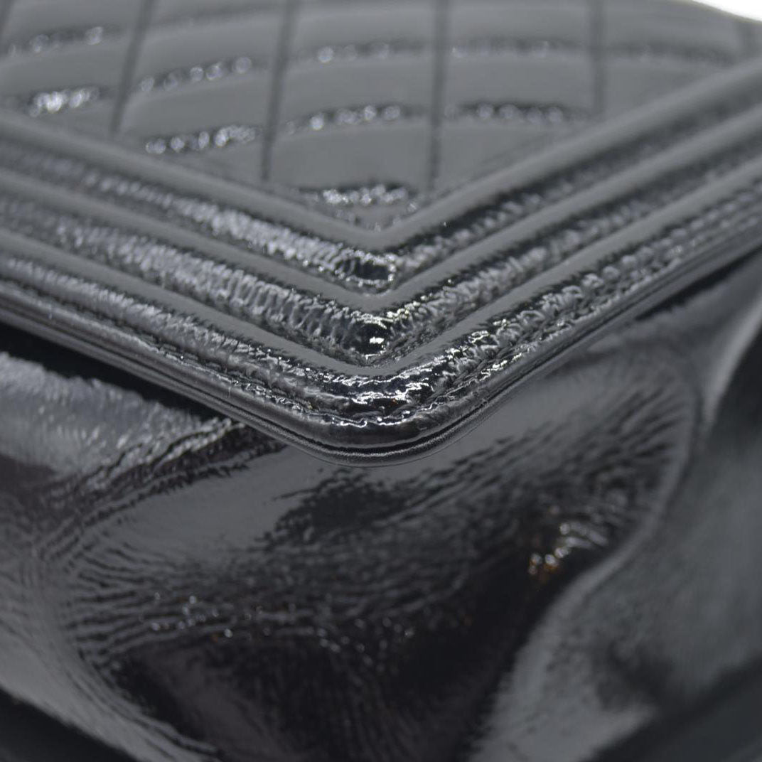 $6900 Chanel Medium Patent Boy Bag CC Logo Chain Shoulder Bag 2014