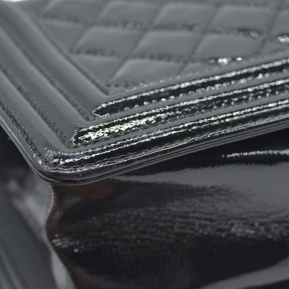 $6900 Chanel Medium Patent Boy Bag CC Logo Chain Shoulder Bag 2014