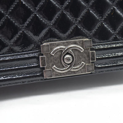 $6900 Chanel Medium Patent Boy Bag CC Logo Chain Shoulder Bag 2014