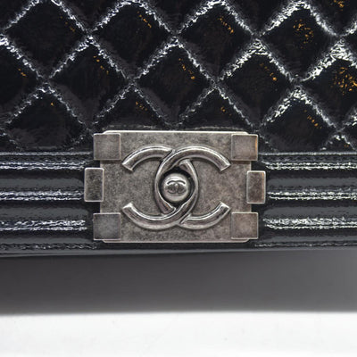 $6900 Chanel Medium Patent Boy Bag CC Logo Chain Shoulder Bag 2014