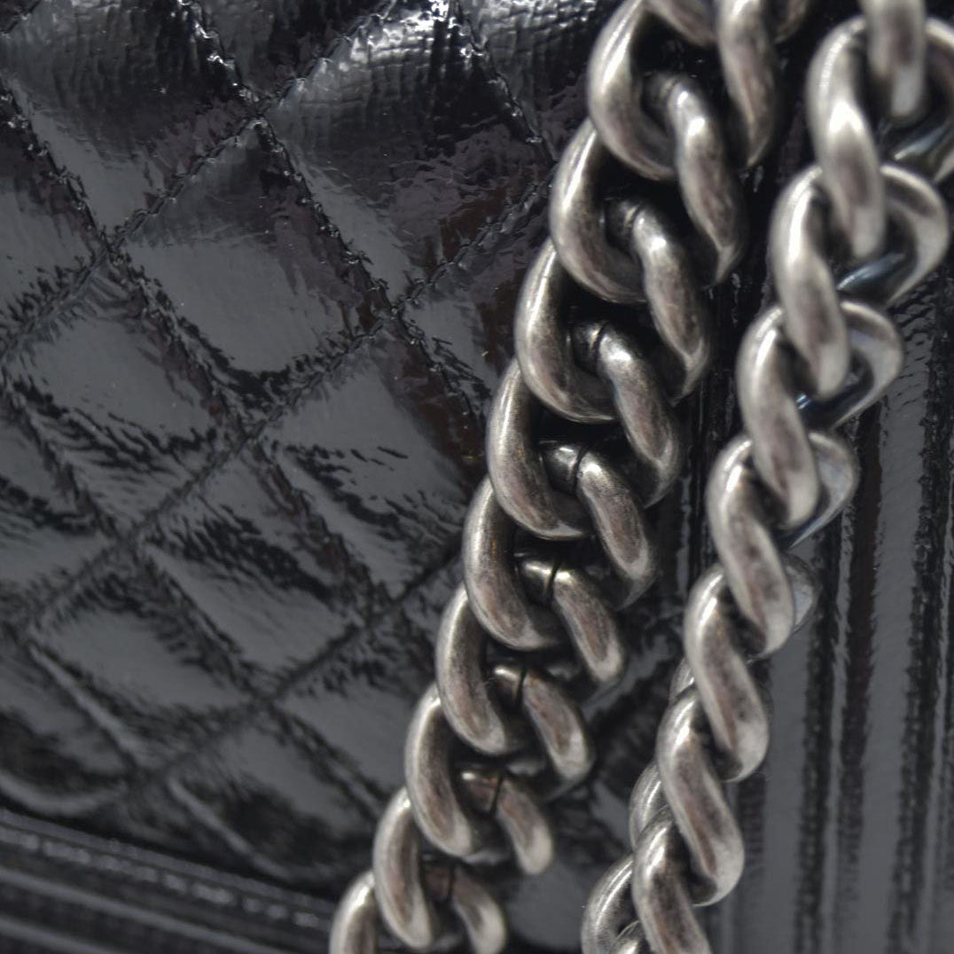 $6900 Chanel Medium Patent Boy Bag CC Logo Chain Shoulder Bag 2014