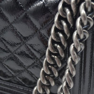 $6900 Chanel Medium Patent Boy Bag CC Logo Chain Shoulder Bag 2014