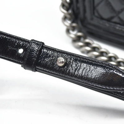 $6900 Chanel Medium Patent Boy Bag CC Logo Chain Shoulder Bag 2014