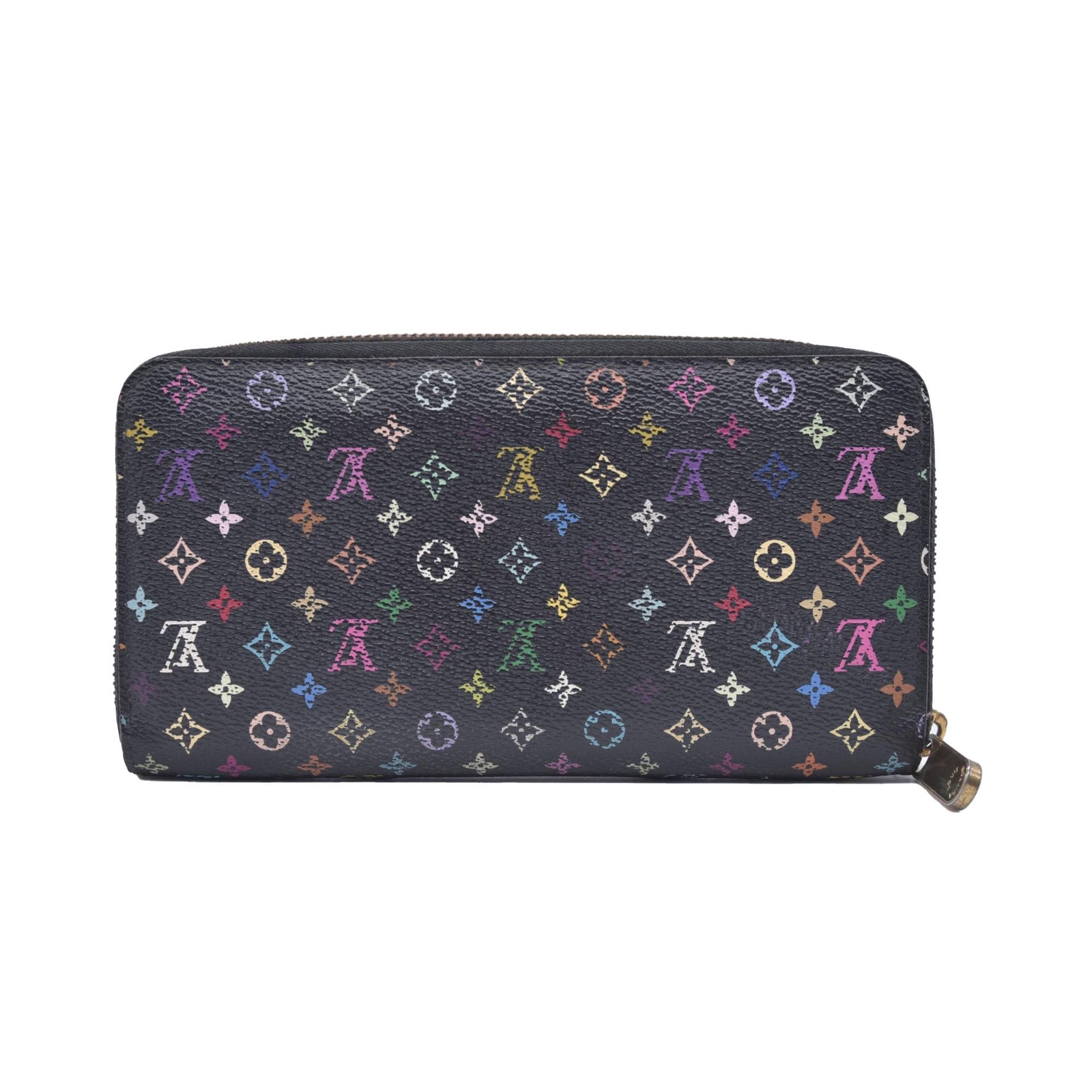 $940 2011 Louis Vuitton Monogram Multicolor Zippy Wallet Black Purple CA2151