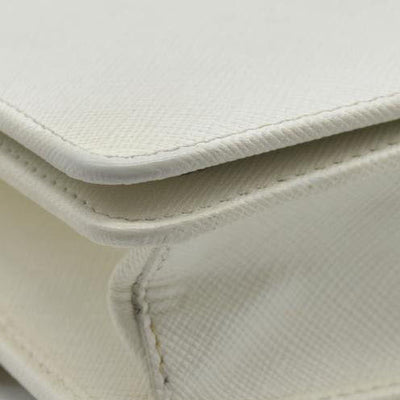 $2100 Prada White Saffiano Leather Mini Crossbody Flap Bag
