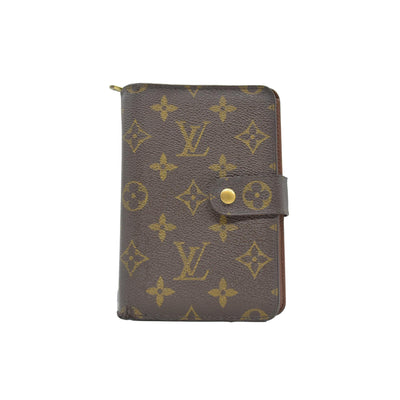 $750 Louis Vuitton Monogram Porte Papier Zippe Bifold Wallet Brown