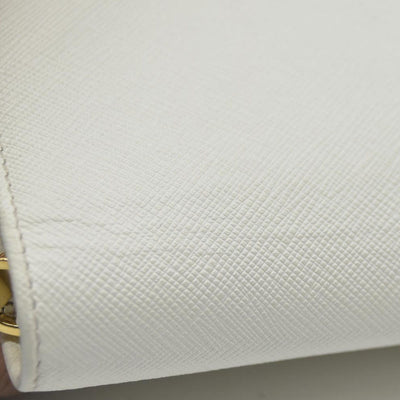 $2100 Prada White Saffiano Leather Mini Crossbody Flap Bag